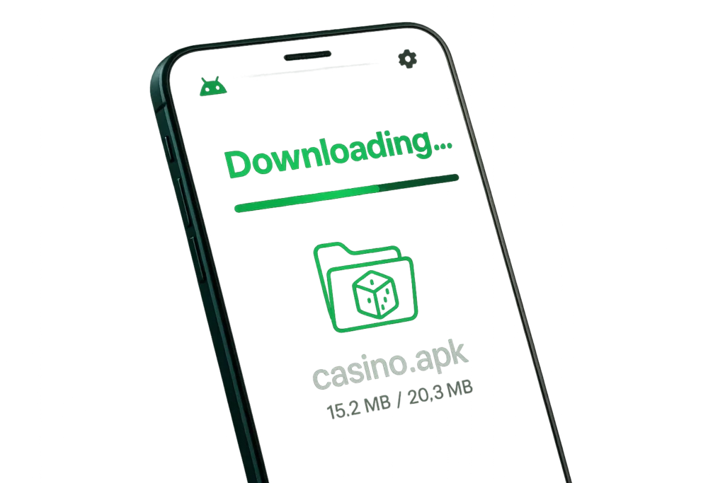 An Android smartphone displaying an APK download screen, with a visible progress bar — representing the process of downloading the Lucky Star app for Android.